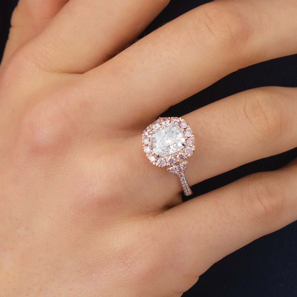 Argyle pink diamond and white diamond engagement ring