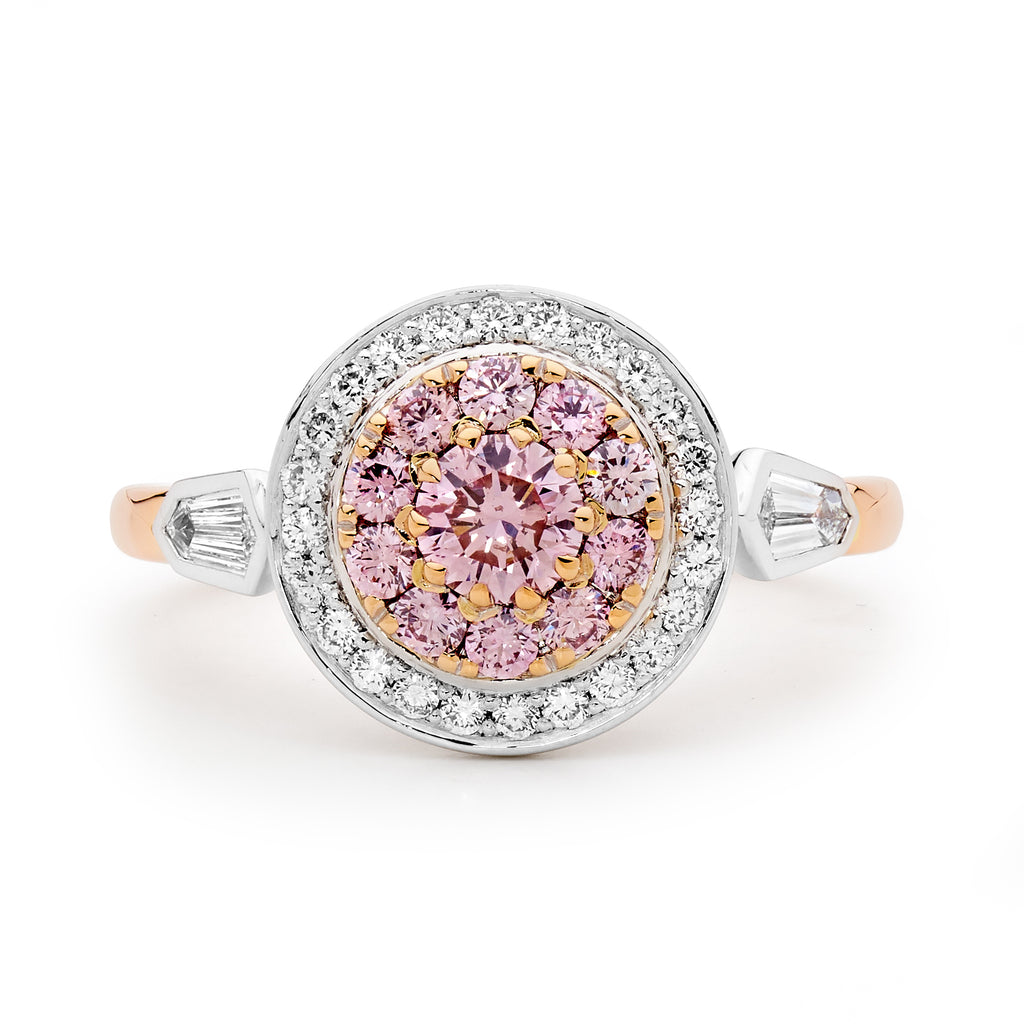 18ct Rose Gold & Platinum, Argyle Pink & White Diamond Ring