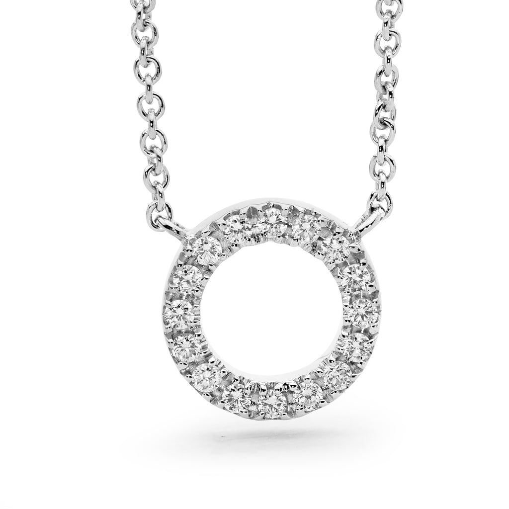 18ct White Gold & Diamond Circle Necklace