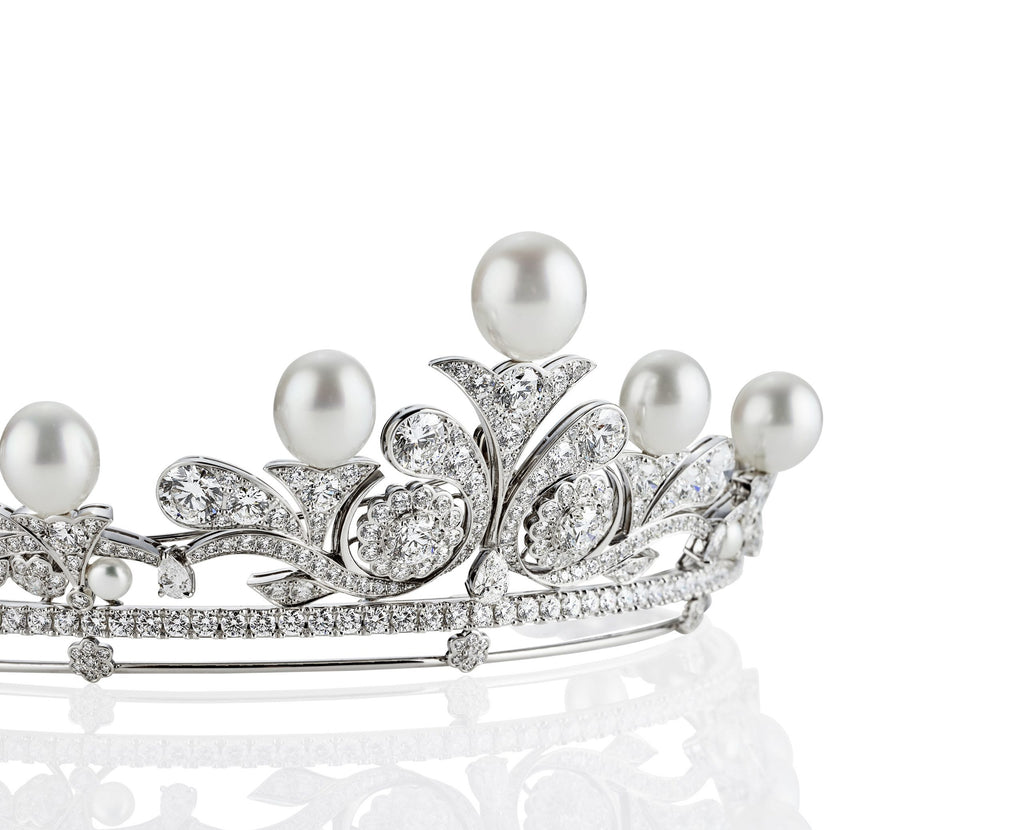 South Sea Pearl and Diamond Tiara by Matthew Ely Jewellery
