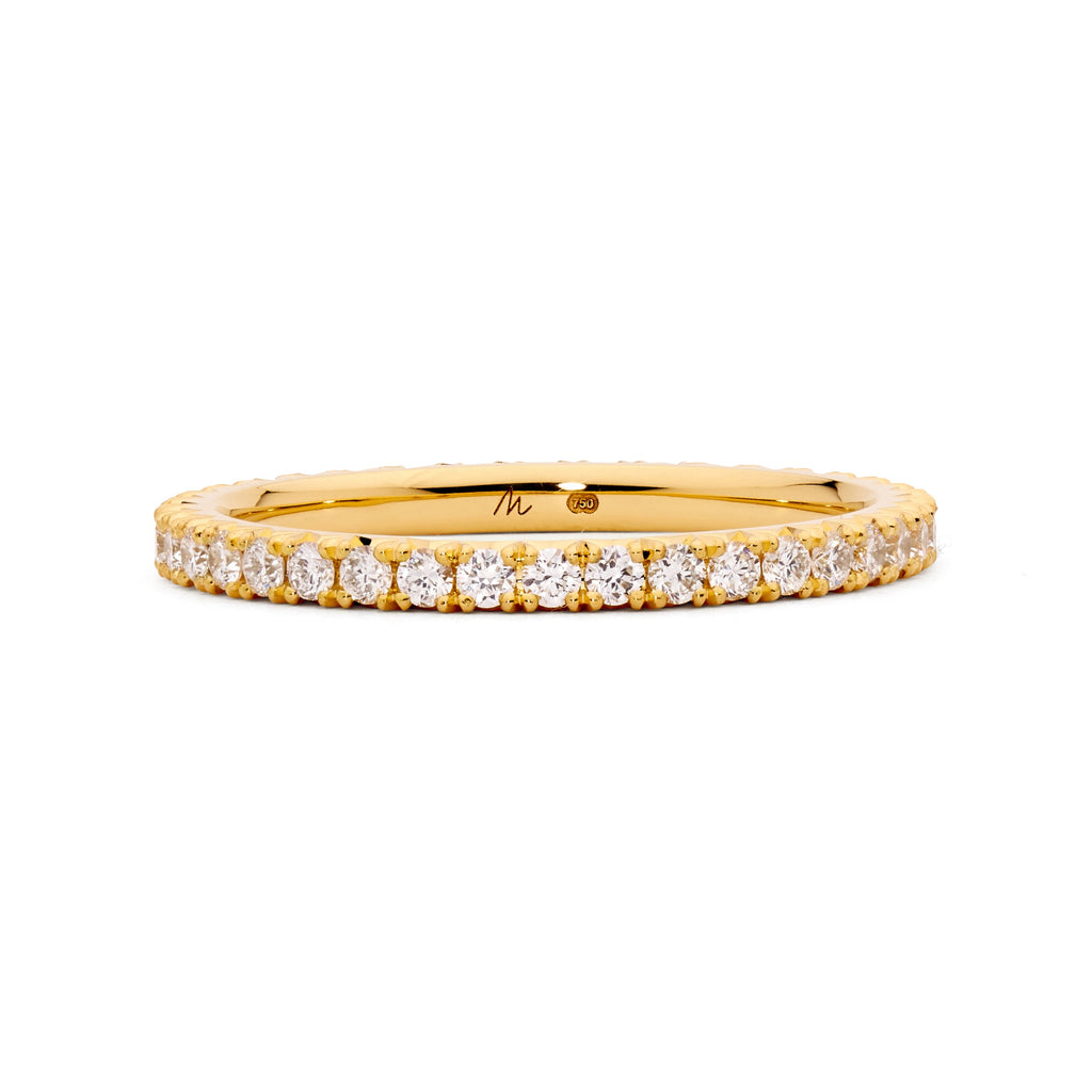 18ct Yellow Gold & 1.5mm Round Brilliant Cut Diamond Wedding Ring by Matthew Ely Jewellery