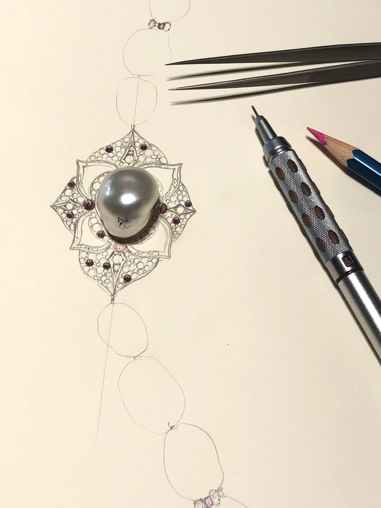 The Making of a Keshi Pearl & Diamond Necklace