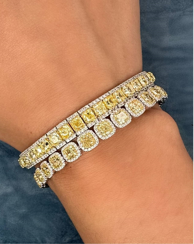 Yellow diamond and white diamond bracelets