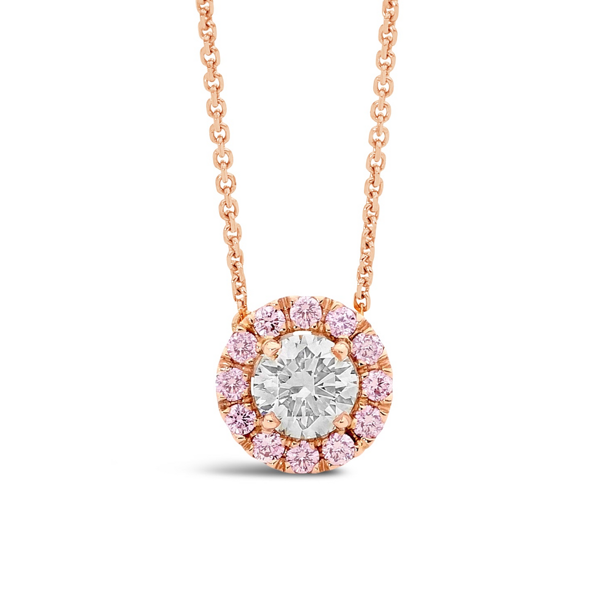 Rose gold on sale halo necklace