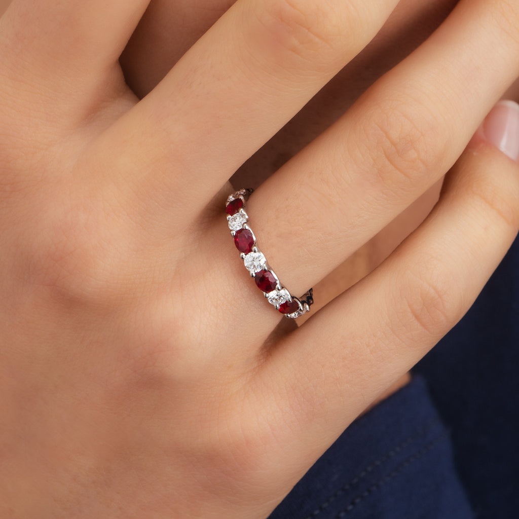 Ruby and diamond eternity ring for 40th wedding anniversary