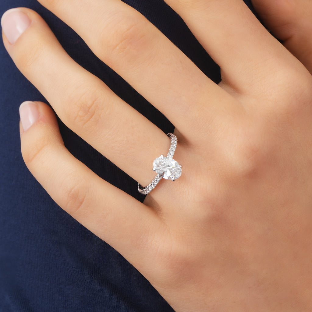 Diamond oval engagement ring from Matthew Ely jewellery