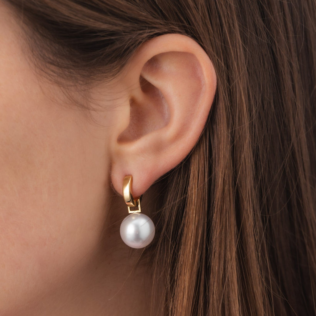 18ct yellow gold and South Sea Pearl earrings from Matthew Ely Jewellery