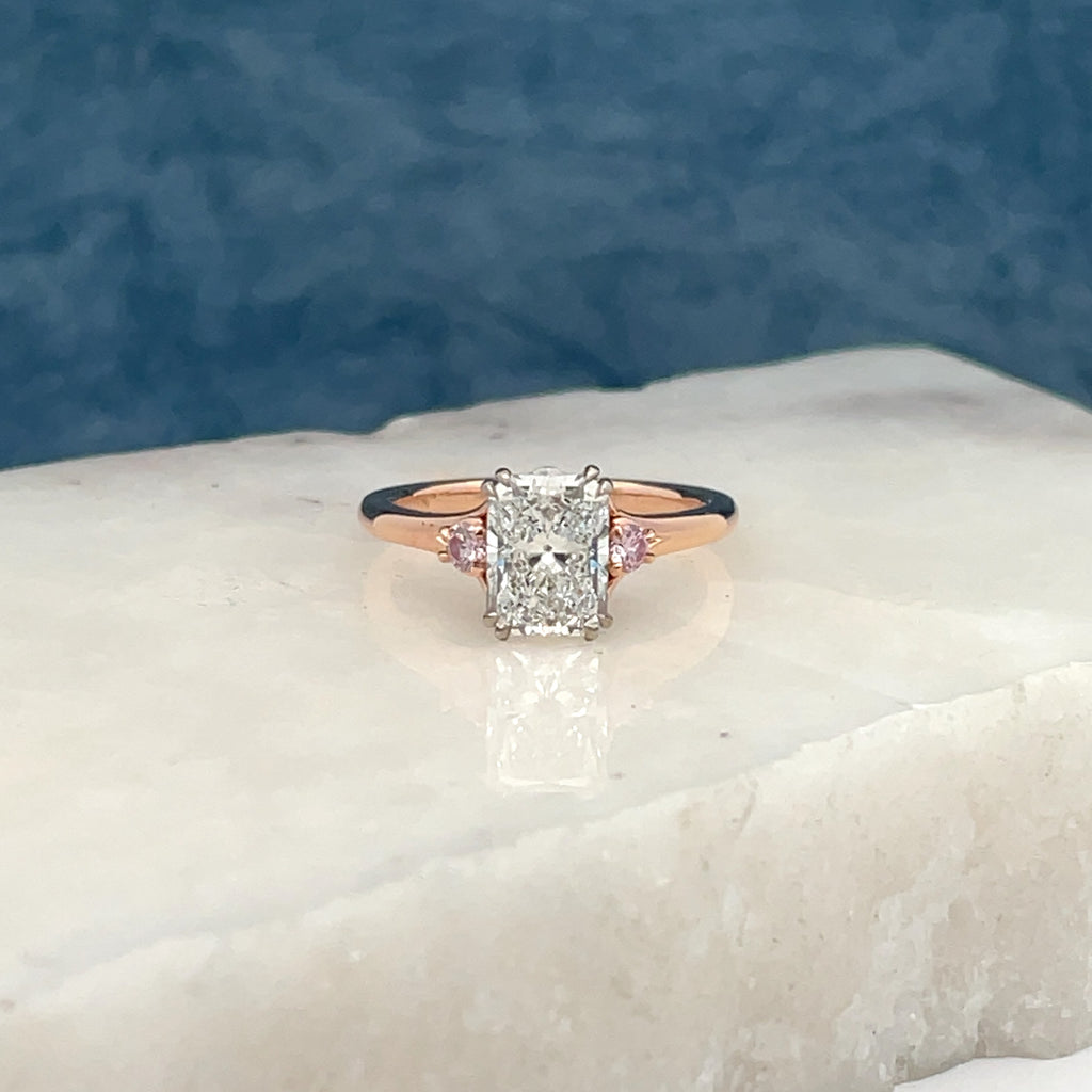Radiant-Cut & Argyle Pink Diamond Engagement Ring