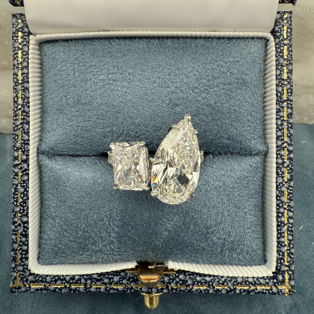 Pear-Shape & Radiant-Cut 2-Stone Diamond Ring