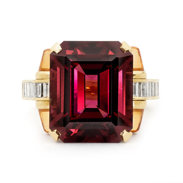 Art Deco Diamond & Rare Garnet Cocktail Ring by Matthew Ely Jewellery