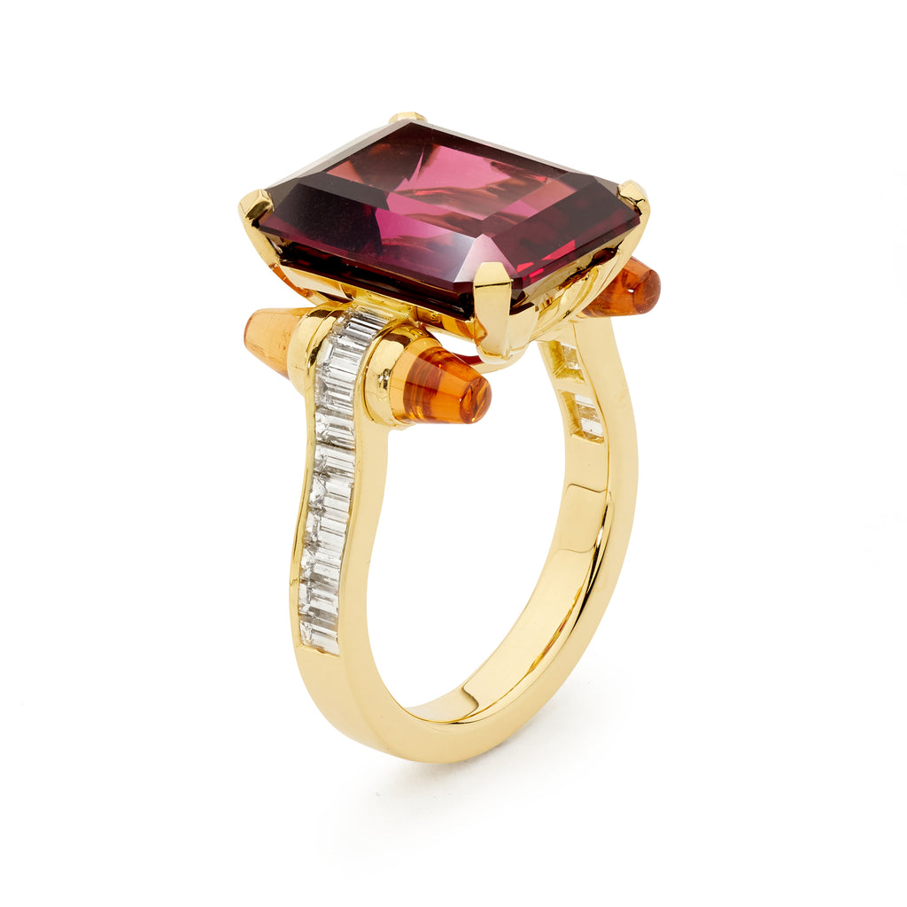 Rare Garnet & Diamond Art Deco Cocktail Ring by Matthew Ely Jewellery