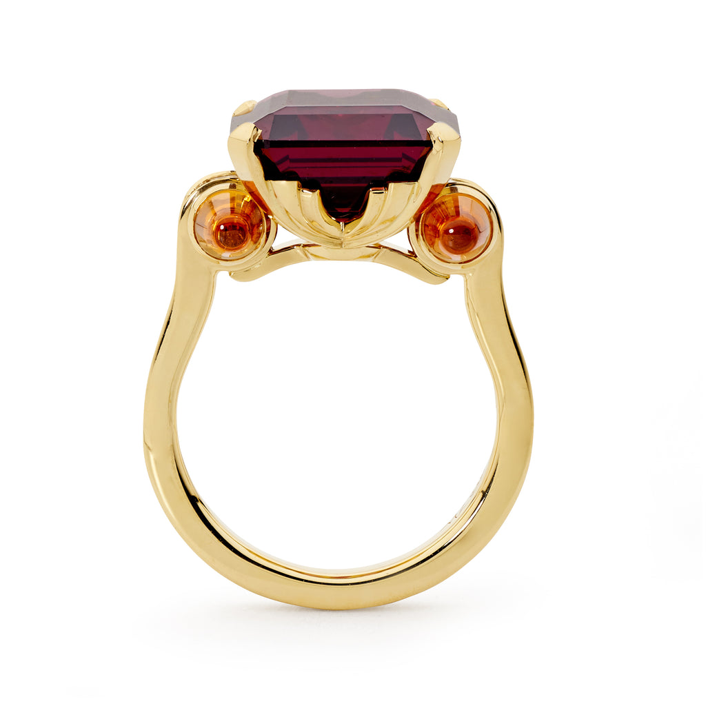 Rare Garnet & Diamond Art Deco Cocktail Ring by Matthew Ely Jewellery