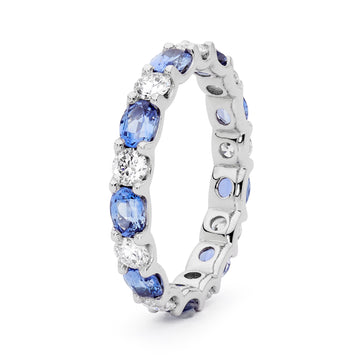 Sapphire & Diamond Eternity Band Wedding Ring