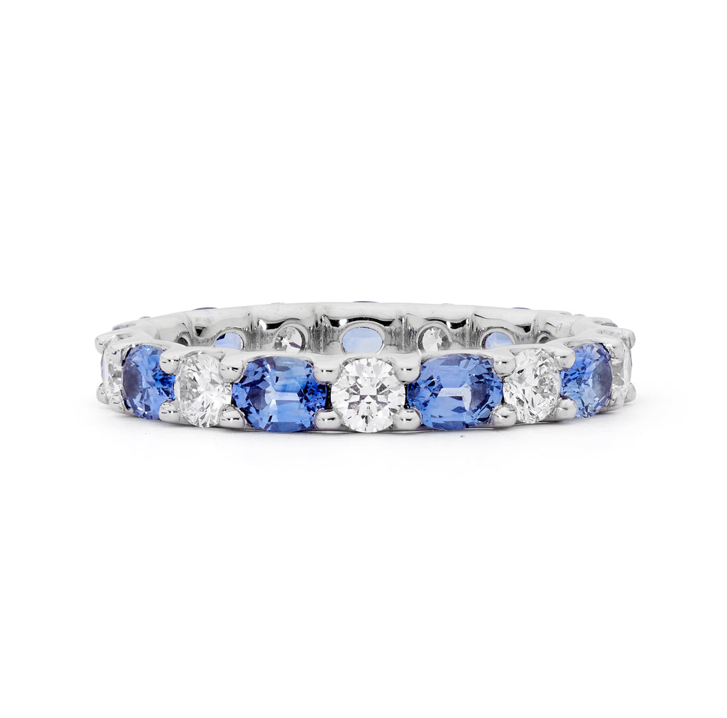 18ct White Gold, Sapphire & Diamond Eternity Ring