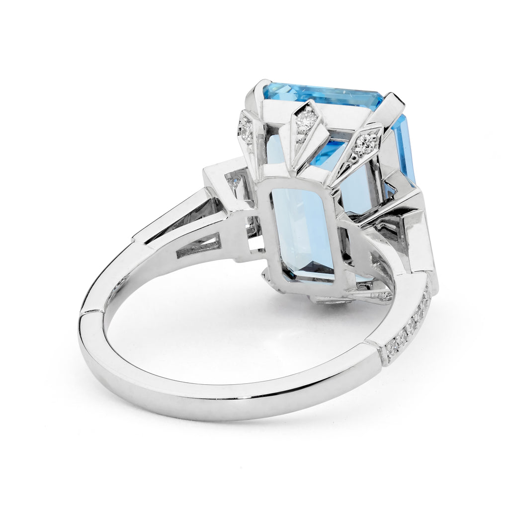 Diamond & 7.04ct Aquamarine Ring by Matthew Ely Jewellery