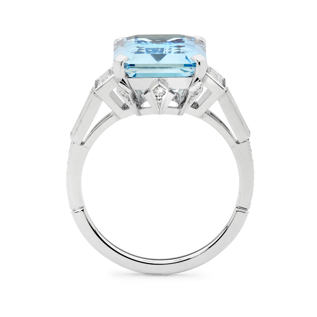 Diamond & 7.04ct Aquamarine Ring by Matthew Ely Jewellery