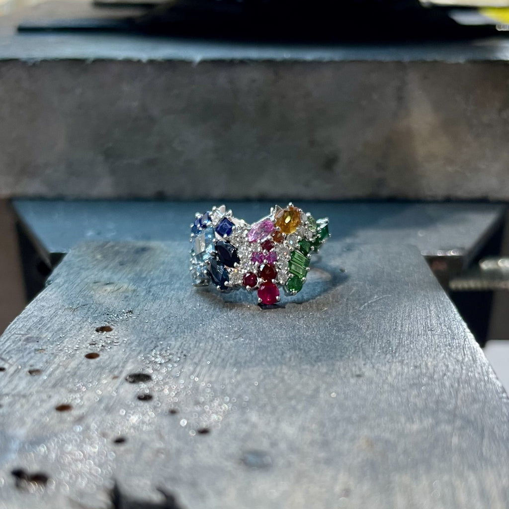 Multi-coloured wedding ring | Custom Made by Matthew Ely Jewellery