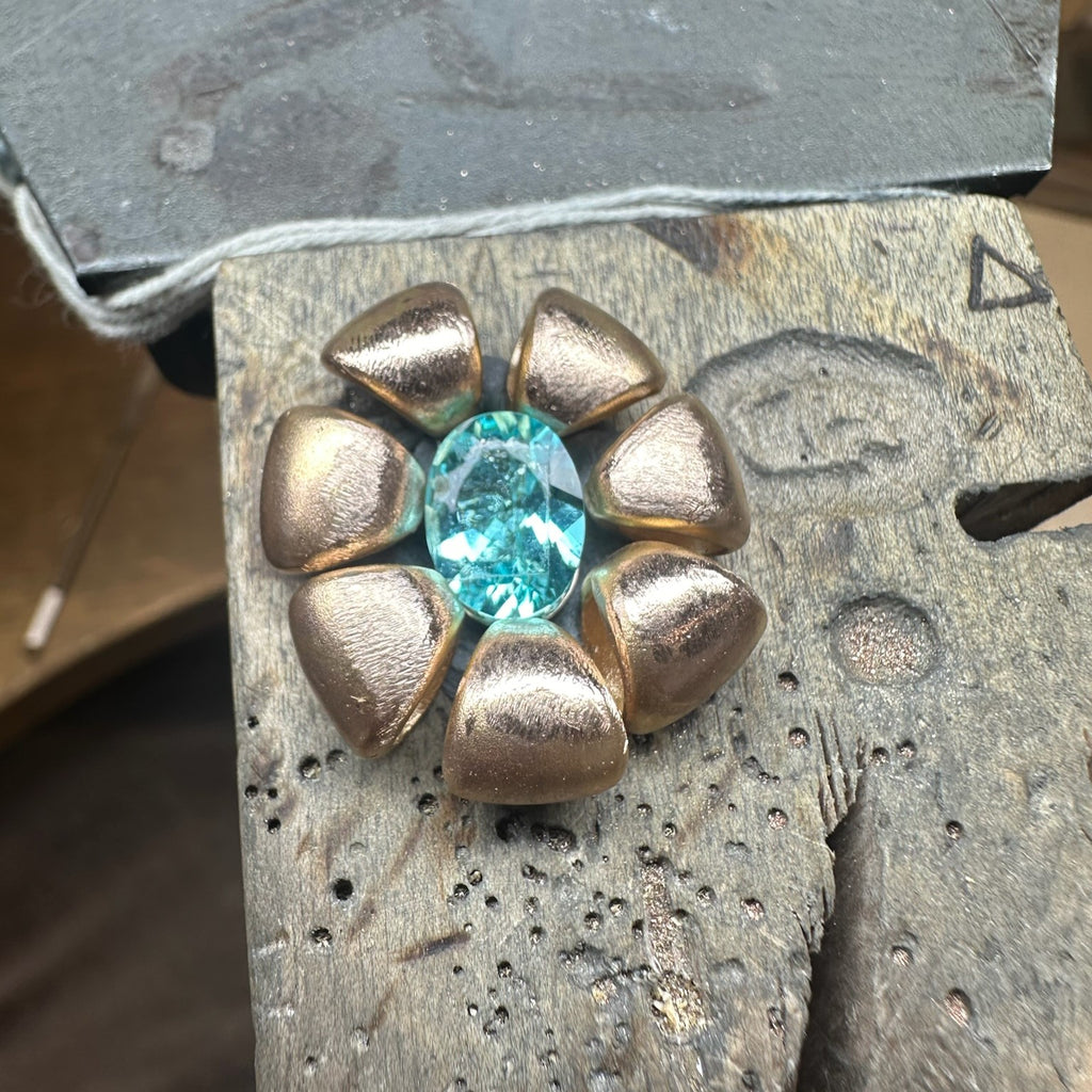 Custom made Paraiba tourmaline flower ring