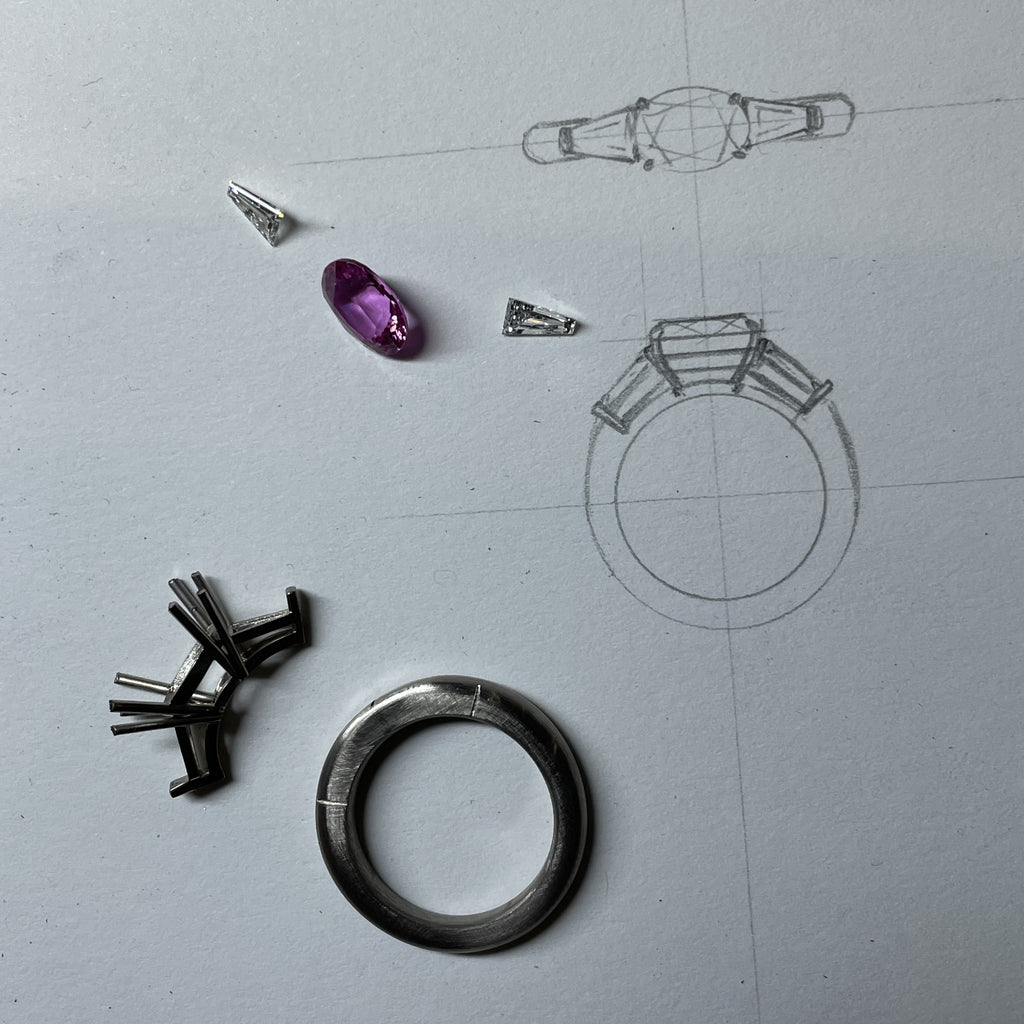 Unheated Pink Sapphire & Diamond Ring by Matthew Ely