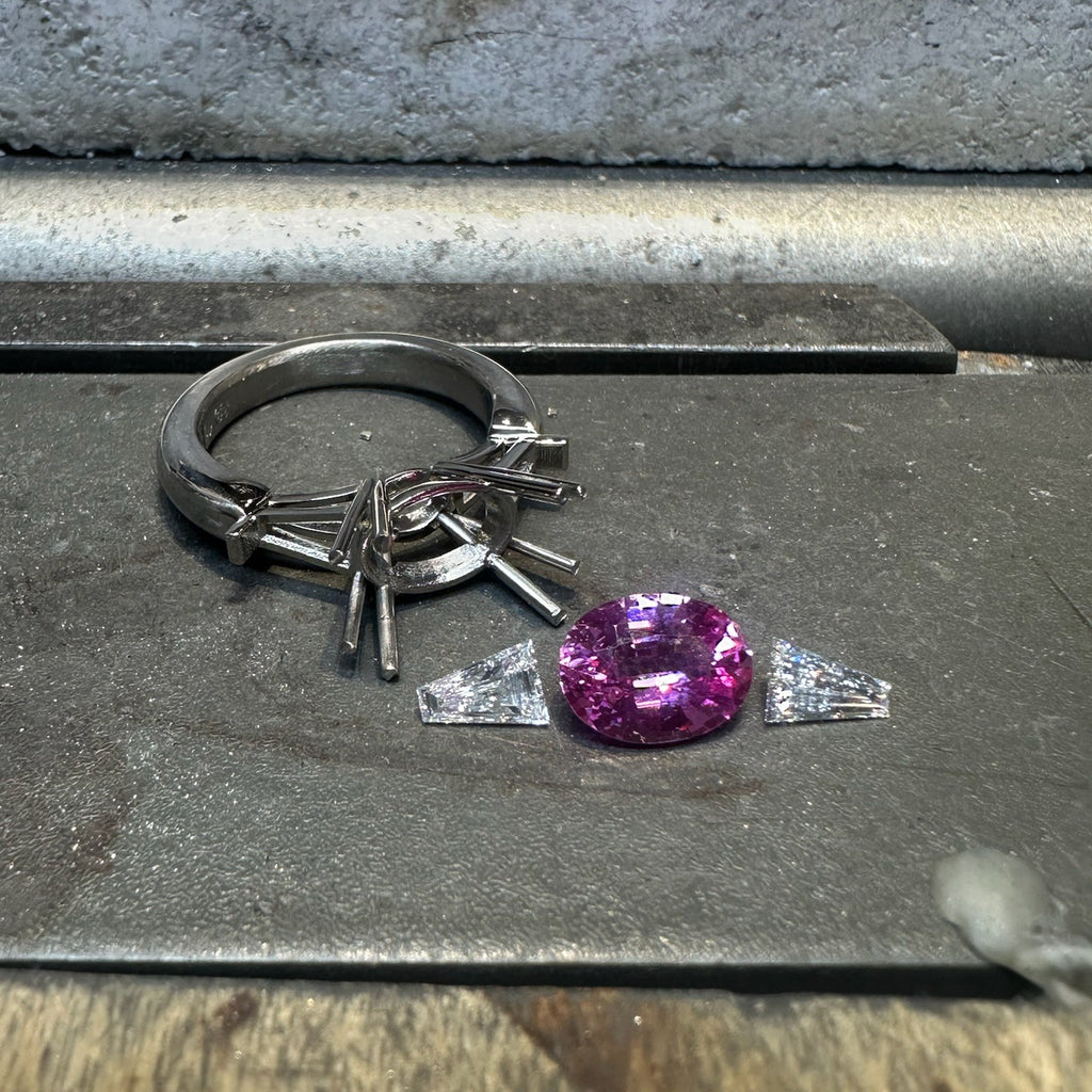 Unheated Pink Sapphire & Diamond Ring by Matthew Ely