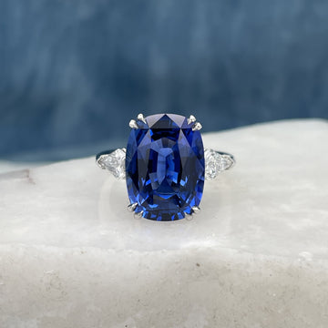 Custom handcrafted Ceylon Sapphire & Diamond Ring by Matthew Ely Jewellery