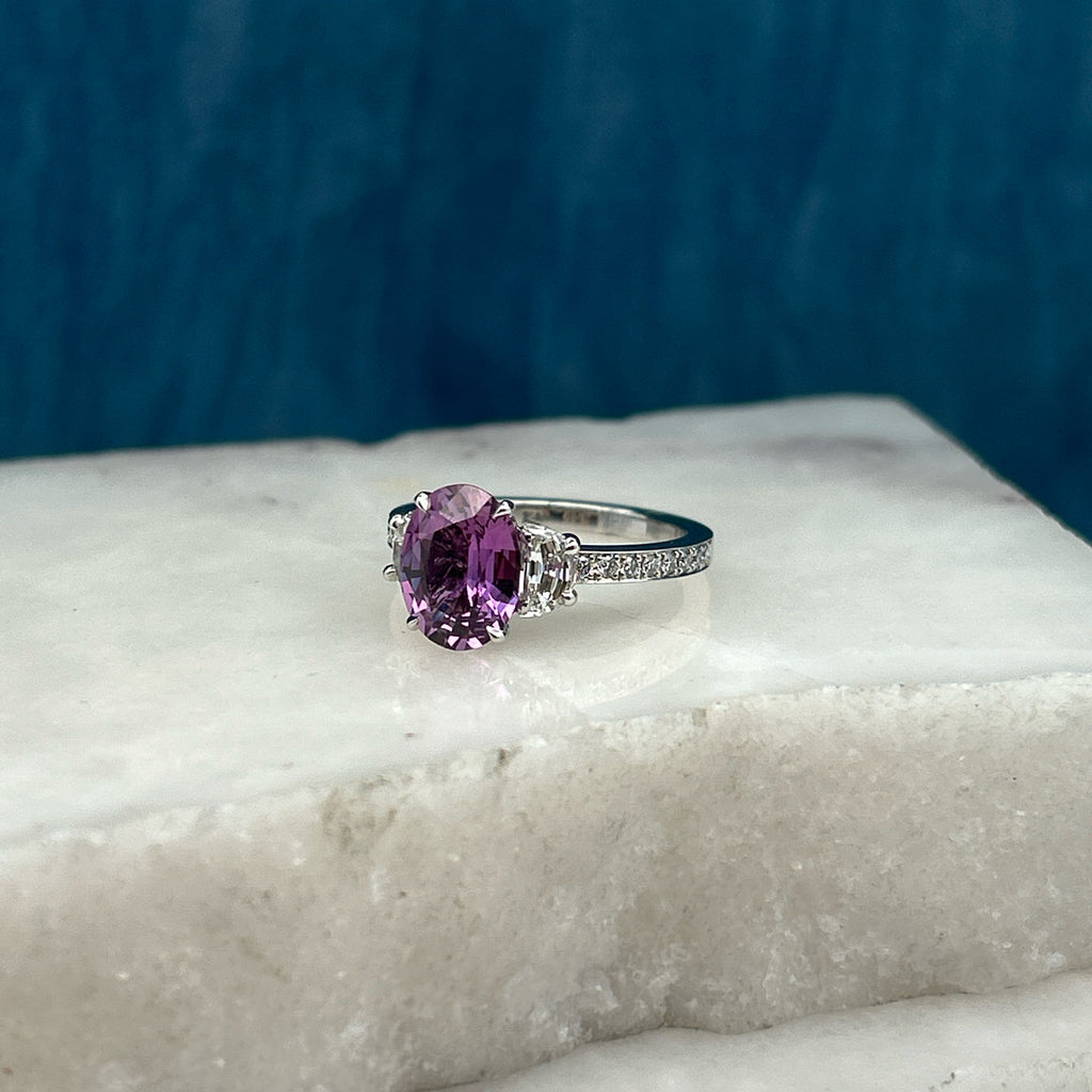 Pink Sapphire & Diamond Ring by Matthew Ely Jewellery