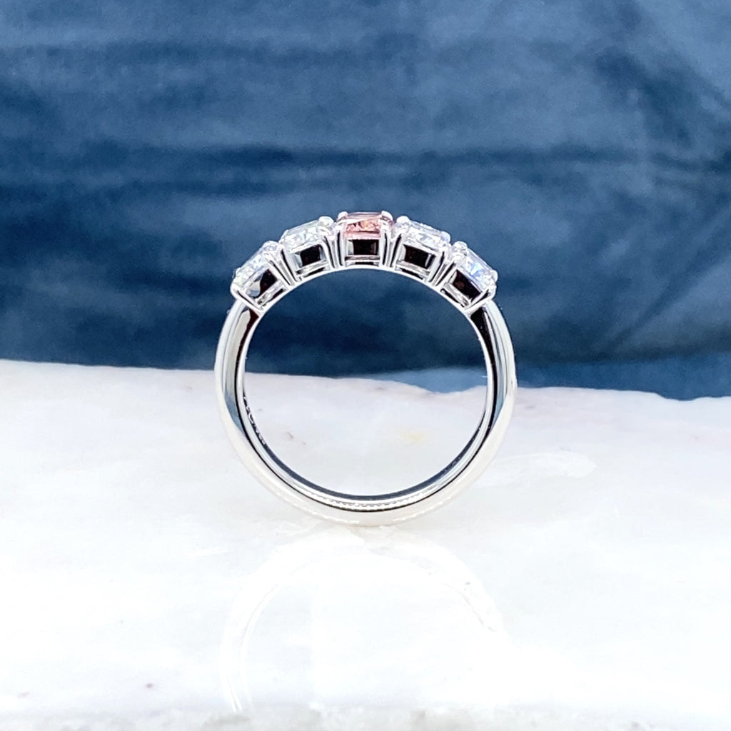 Custom Made Cushion-Cut Argyle Pink & White Diamond Ring