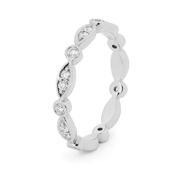 18ct White Gold & Fancy Shape Brilliant Cut Diamond Wedding Ring
