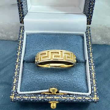 Custom Engraved Men's Wedding Ring with Unique Geometric Design