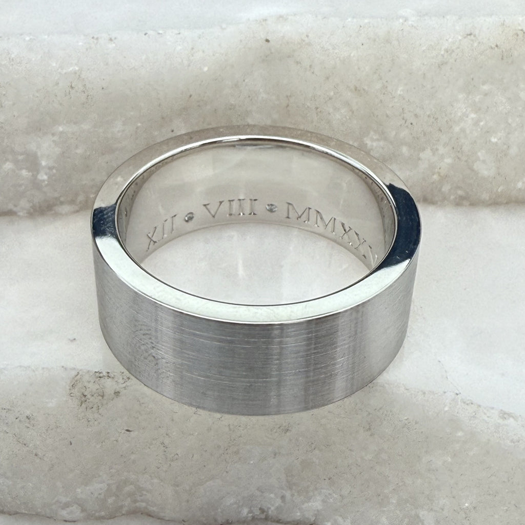 Platinum & Diamond Engraved Gents Wedding Band