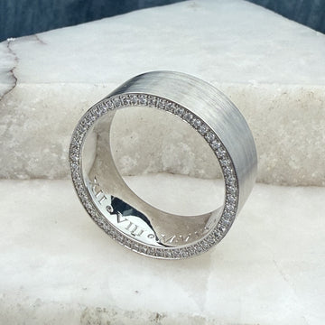 Platinum & Diamond Engraved Gents Wedding Band
