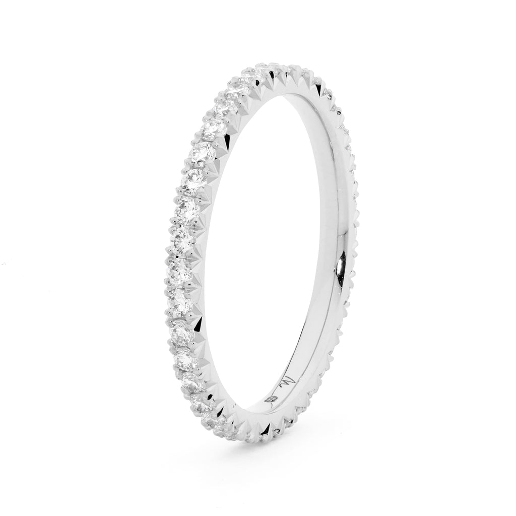 18ct White Gold & 1.5mm Round Brilliant Cut Diamond Wedding Ring by Matthew Ely Jewellery