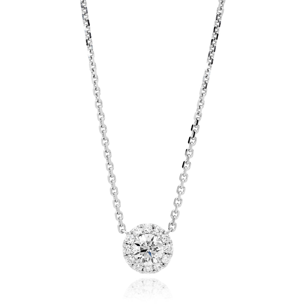 18ct White Gold & 0.3ct Brilliant Cut Diamond Halo Pendant 
