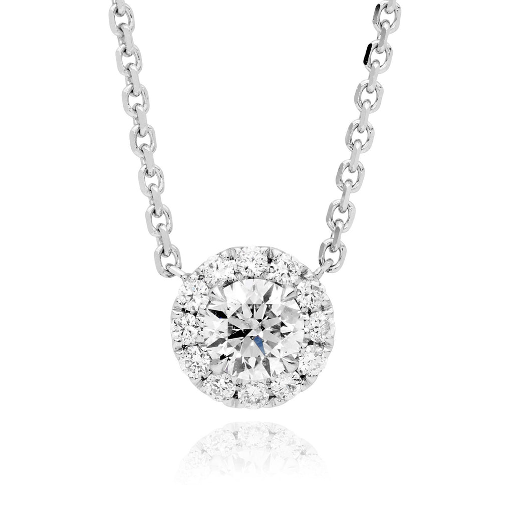 18ct White Gold & 0.3ct Brilliant Cut Diamond Halo Pendant