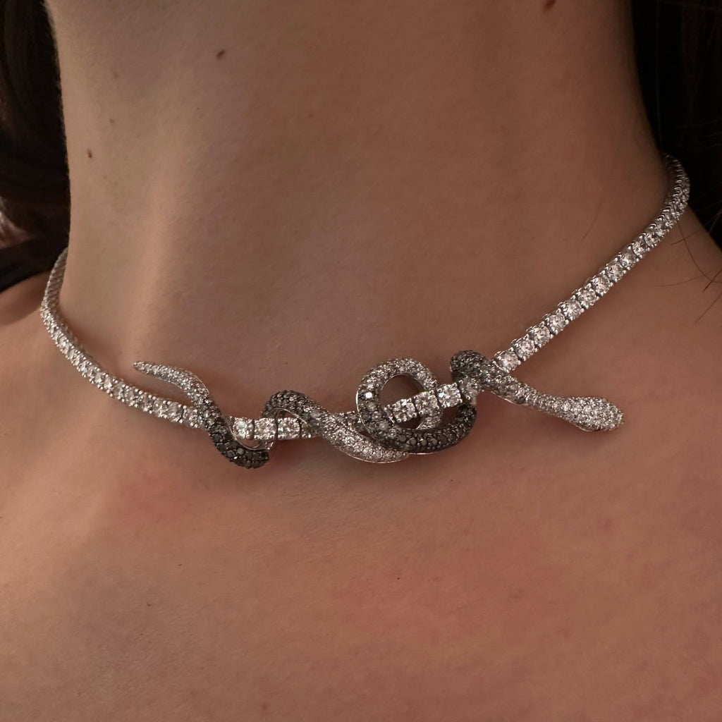 Custom designed diamond snake pendant