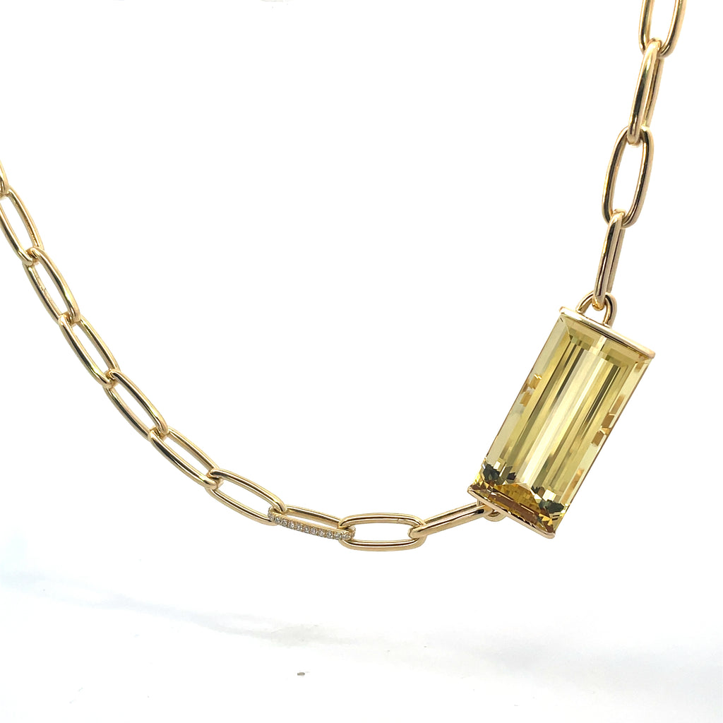 18ct Yellow Gold, Diamond & Heliodor Chain