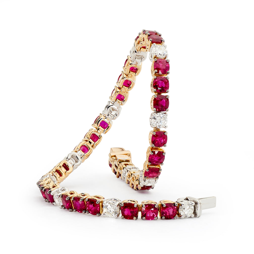 Burmese Ruby & Diamond Tennis Bracelet by Matthew Ely Jewellery Woollahra