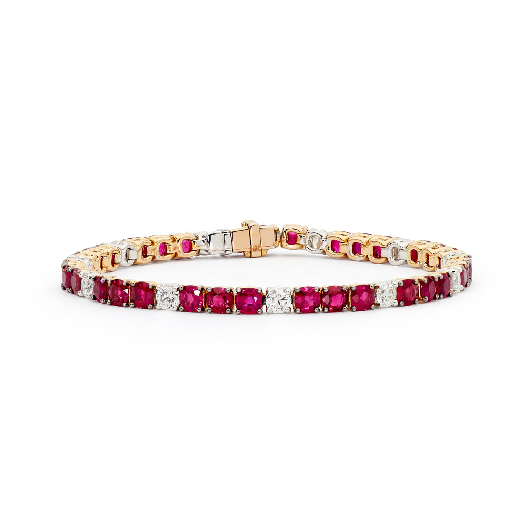 Burmese Ruby & Diamond Tennis Bracelet by Matthew Ely Jewellery Woollahra