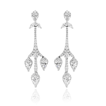 18ct White Gold & Diamond Chandelier Drop Earrings by Matthew Ely Jewellery