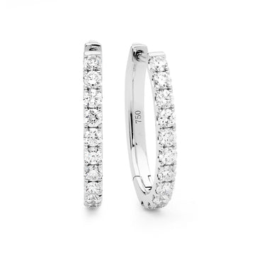 18ct White Gold & Diamond Hoop Earrings