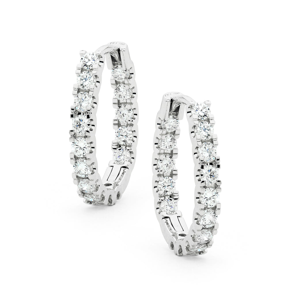 18ct White Gold & Diamond Hoop Earrings