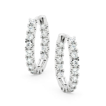 18ct White Gold & Diamond Hoop Earrings