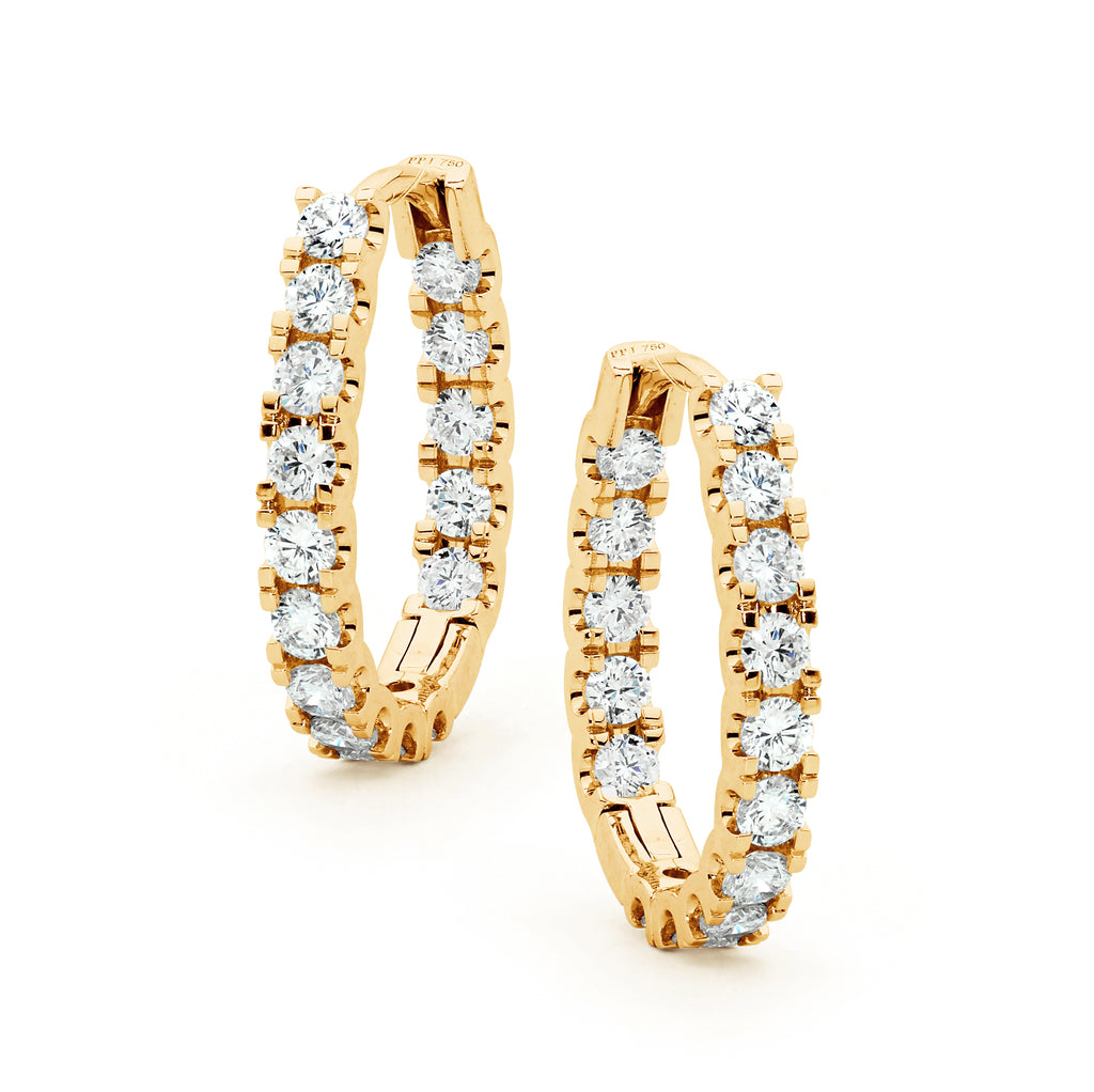 18ct Yellow Gold & Diamond Hoop Earrings