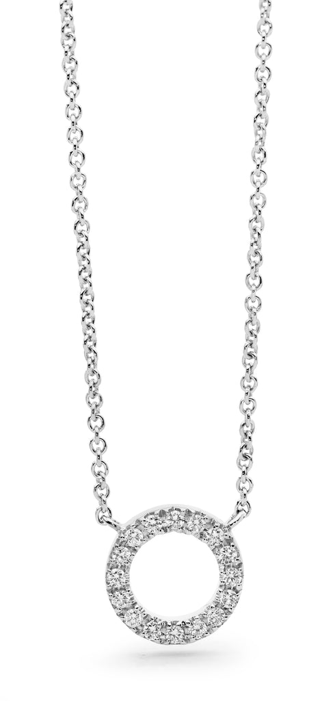 18ct White Gold & Diamond Circle Necklace by Matthew Ely Jewellery