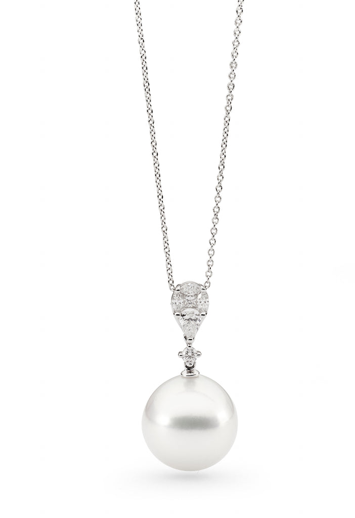 18ct White Gold, South Sea Pearl & Diamond Necklace