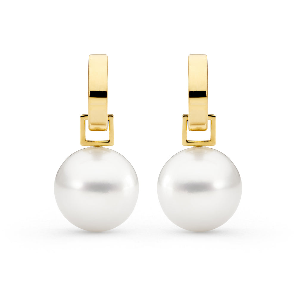 18ct Yellow Gold & Autore South Sea Pearl Earrings by Matthew Ely Jewellery