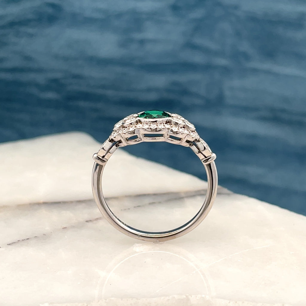 Emerald & Diamond Cluster Cocktail Ring | Custom Made by Matthew Ely