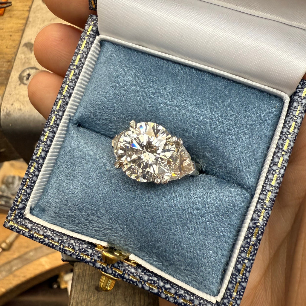 6.53ct Round Brilliant Cut Diamond 3-Stone Engagement Ring by Matthew Ely Jewellery