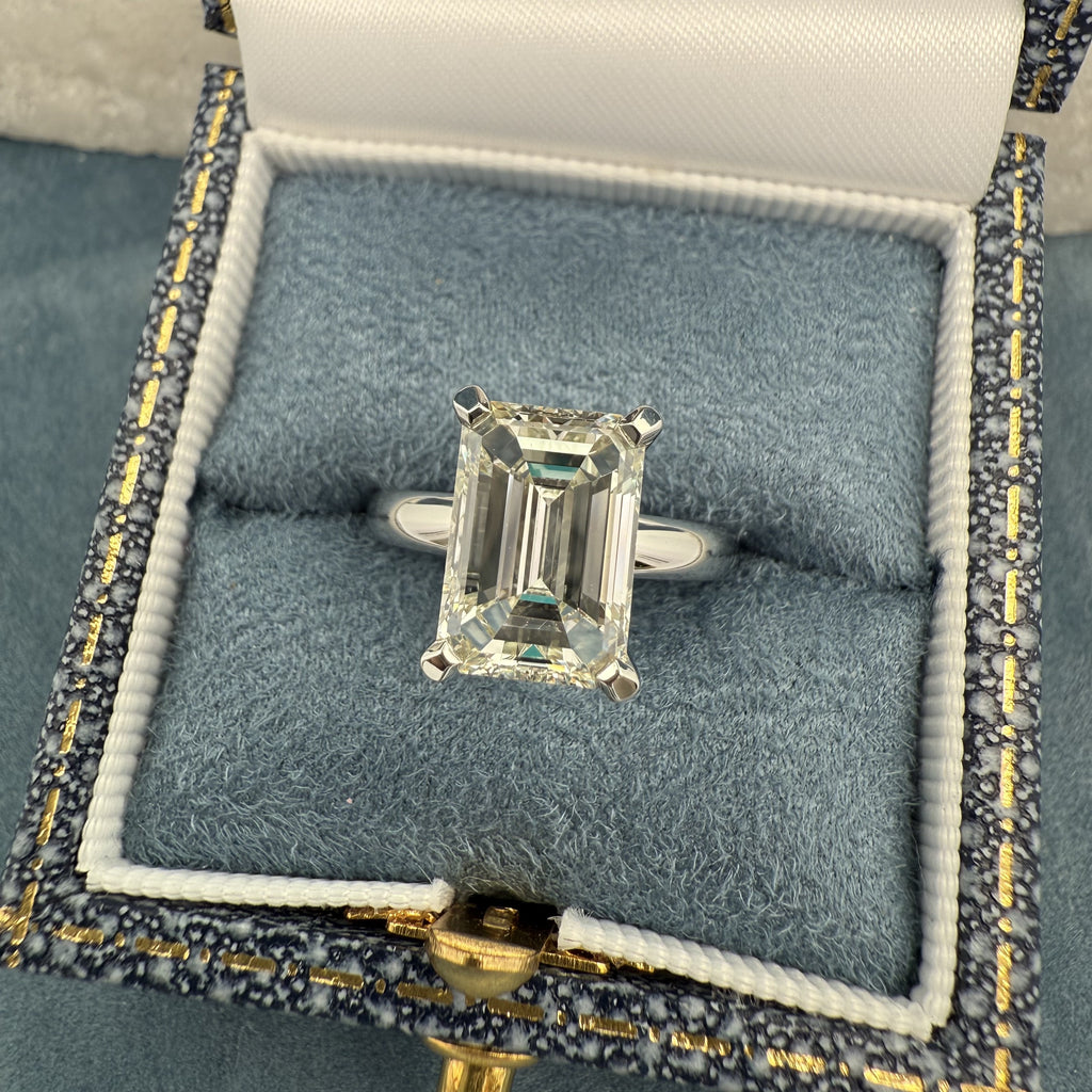 Platinum & 3.5ct Emerald-Cut Diamond Engagement Ring