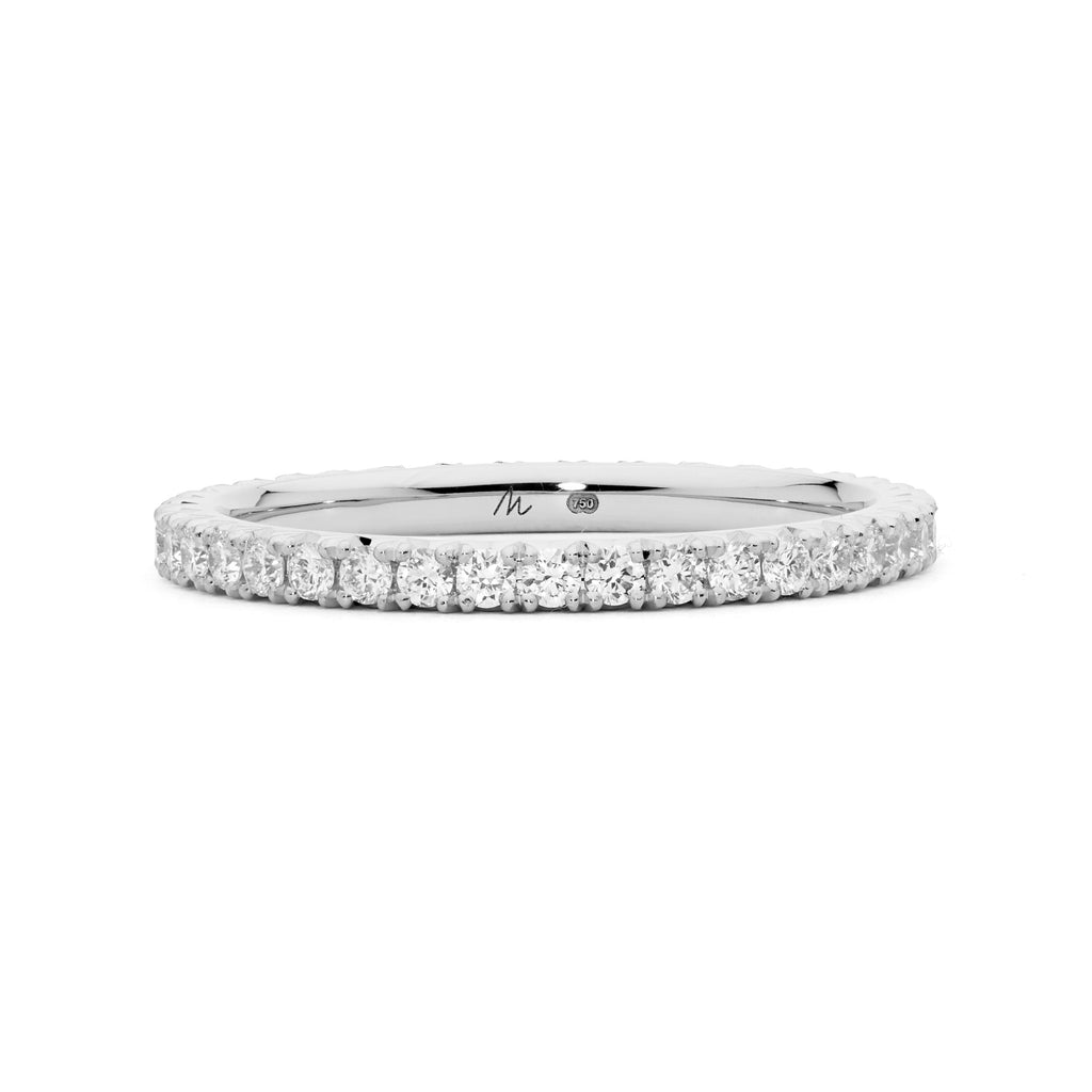 18ct White Gold & 1.5mm Round Brilliant Cut Diamond Wedding Ring by Matthew Ely Jewellery